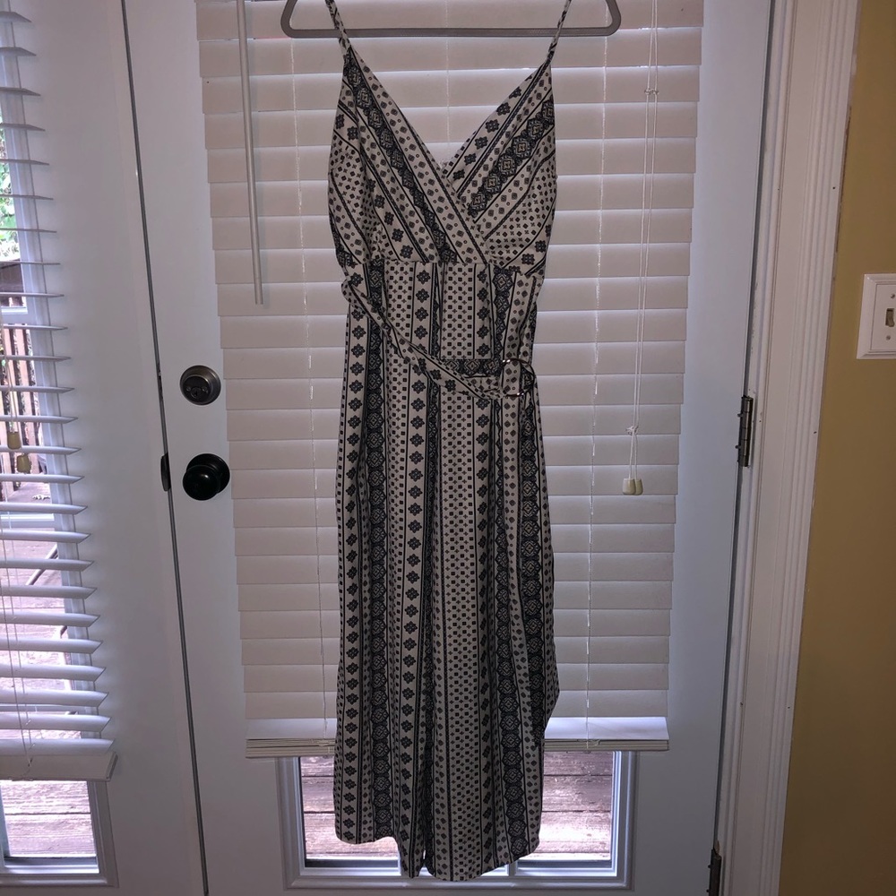 Black and White Jumpsuit with Belt